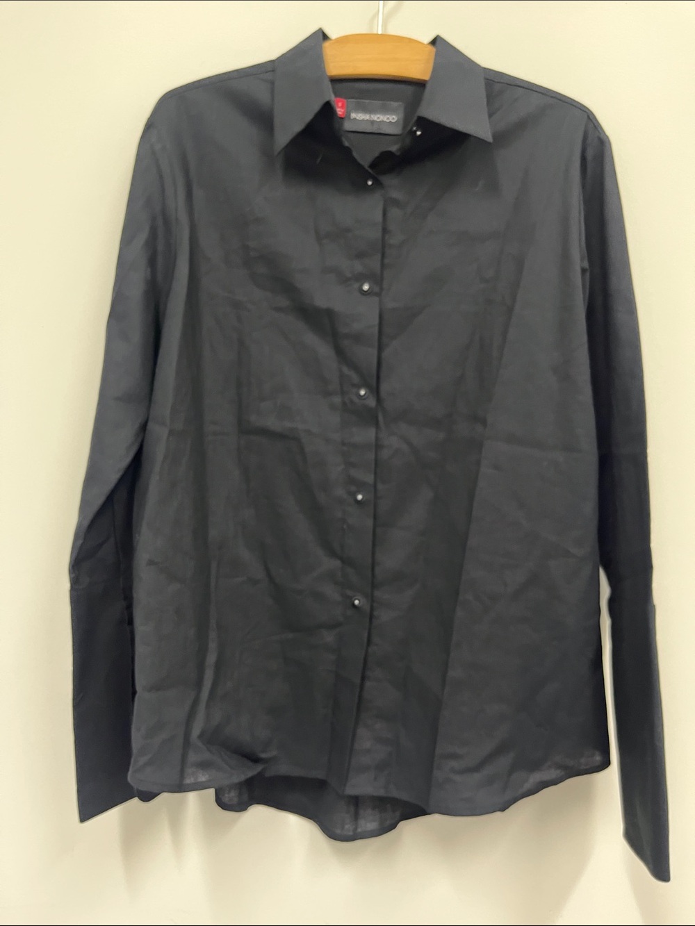 Misha NoNoo Solid Black Buttondown cotton/linen blend. Size S